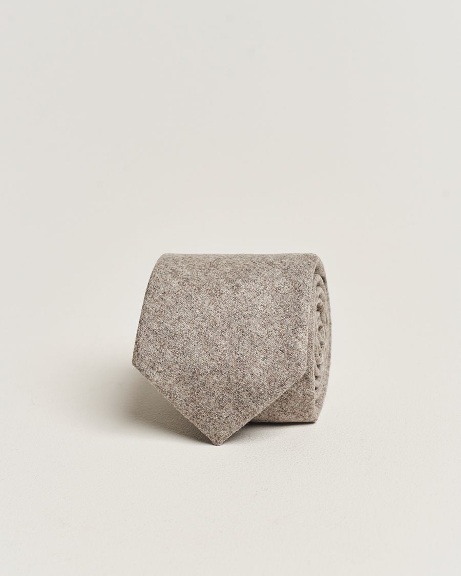 Herre | Amanda Christensen Wool Flannel 8cm Tie Beige Melange | Amanda Christensen | Wool Flannel 8cm Tie Beige Melange