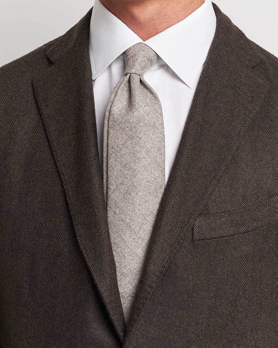 Herre |  | Amanda Christensen | Wool Flannel 8cm Tie Beige Melange