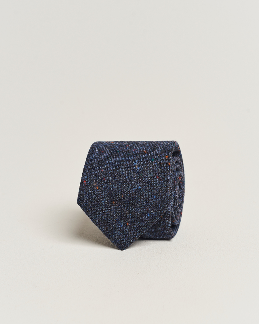 Herre | Amanda Christensen Wool Donegal 8cm Tie Navy | Amanda Christensen | Wool Donegal 8cm Tie Navy