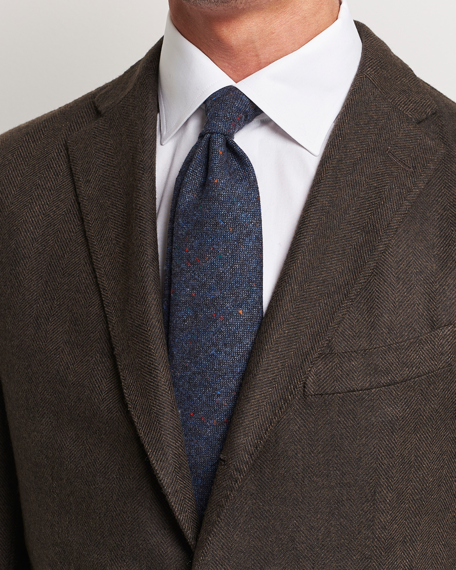 Herre | Amanda Christensen Wool Donegal 8cm Tie Navy | Amanda Christensen | Wool Donegal 8cm Tie Navy