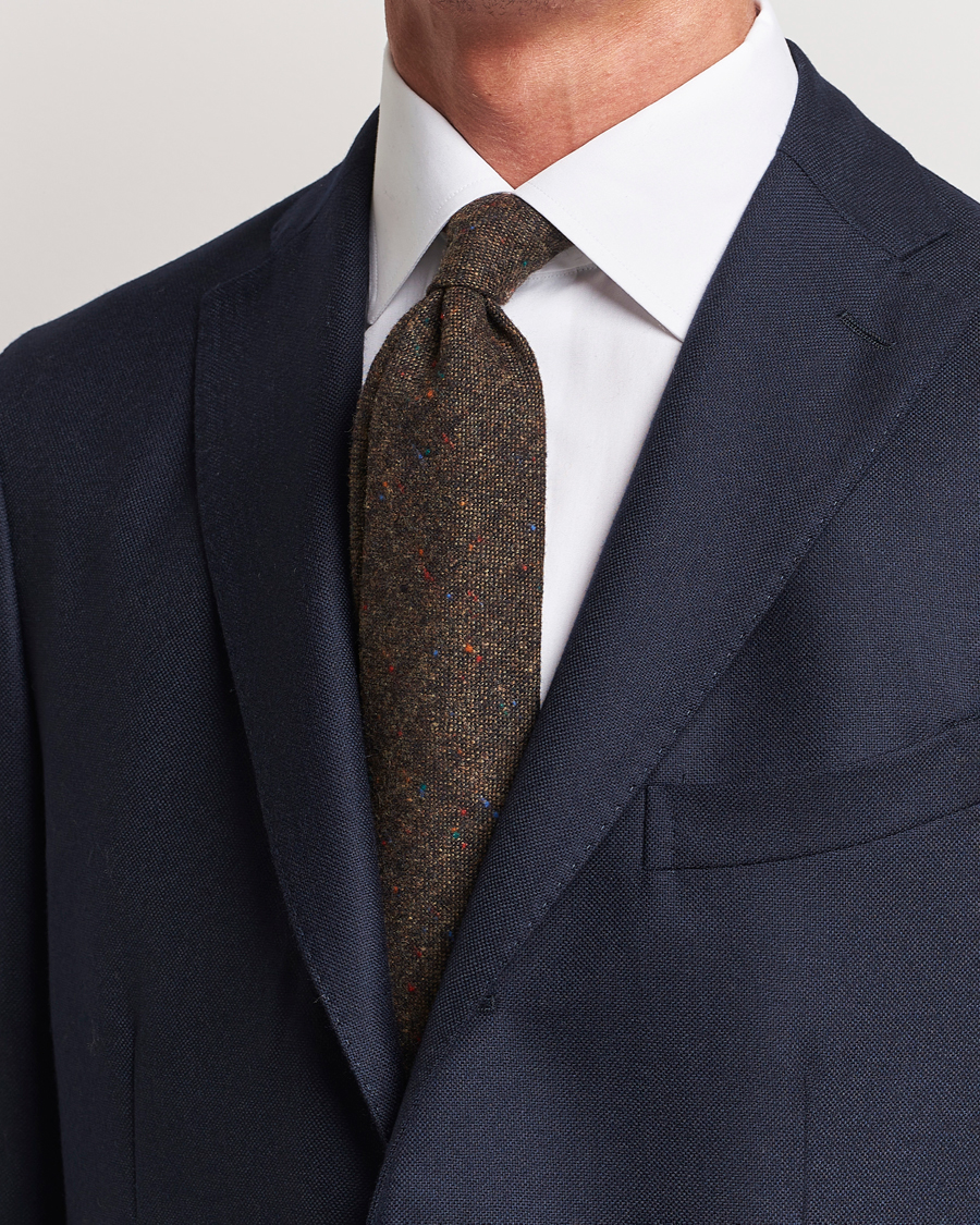 Herre | Amanda Christensen Wool Donegal 8cm Tie Brown | Amanda Christensen | Wool Donegal 8cm Tie Brown