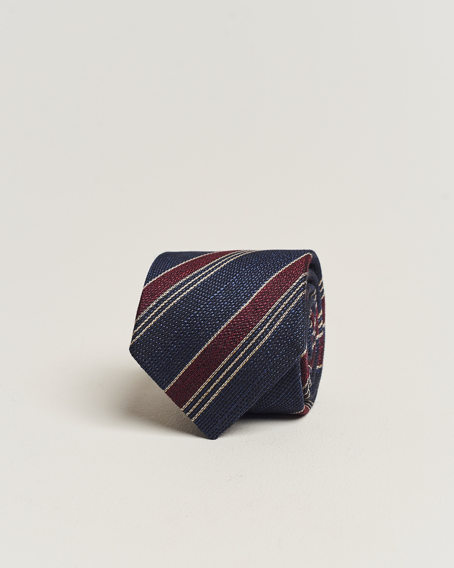 Herre | Amanda Christensen Cotton/Wool/Silk 8cm Regimental Stripe Tie Navy/Red | Amanda Christensen | Cotton/Wool/Silk 8cm Regimental Stripe Tie Navy/Red