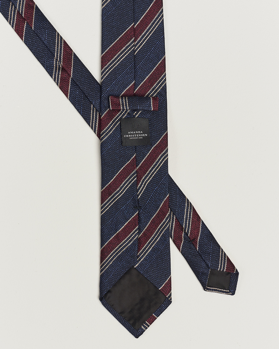 Herre | Amanda Christensen Cotton/Wool/Silk 8cm Regimental Stripe Tie Navy/Red | Amanda Christensen | Cotton/Wool/Silk 8cm Regimental Stripe Tie Navy/Red
