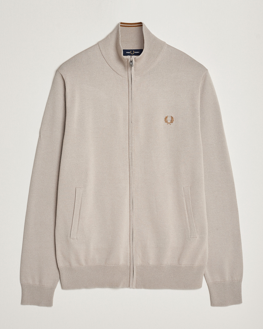 Herre | Trøjer | Fred Perry | Knitted Zip Through Jacket Dark Oatmeal