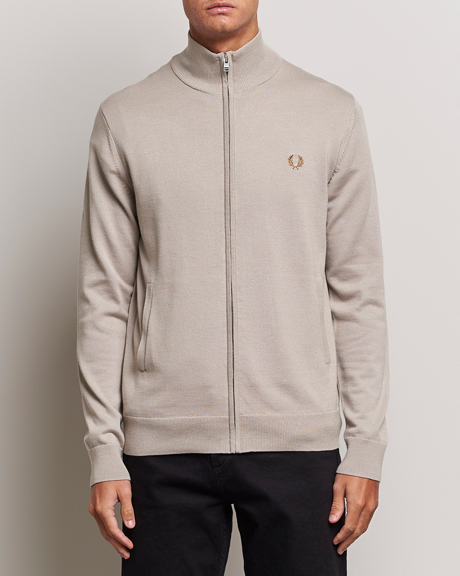 Herre | Trøjer | Fred Perry | Knitted Zip Through Jacket Dark Oatmeal