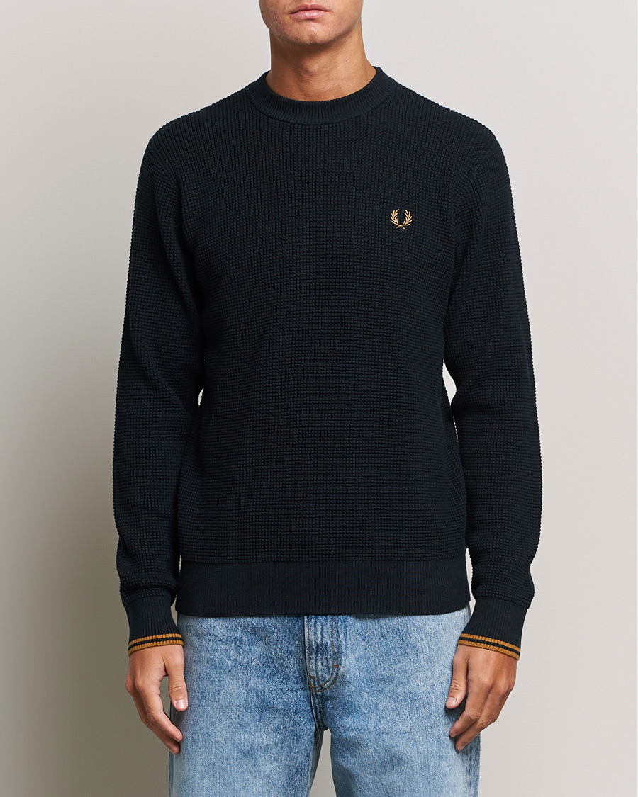 Herre | Fred Perry | Fred Perry | Waffle Stitch Jumper Navy