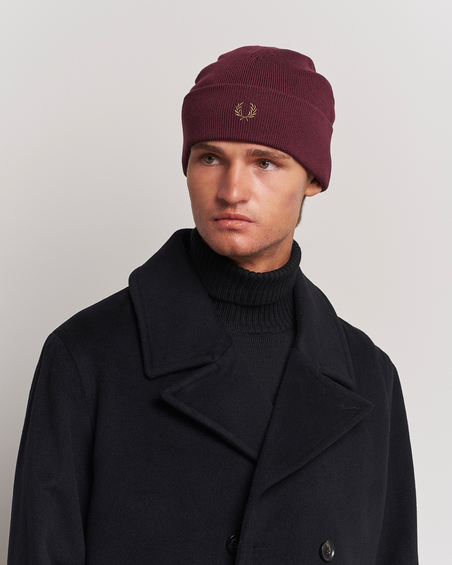 Herre | Fred Perry | Fred Perry | Merino Wool Beanie Oxblood