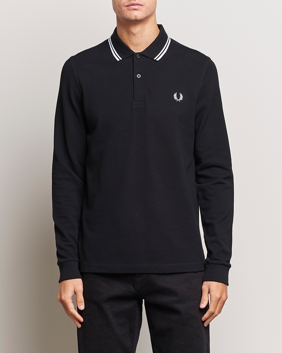 Herre | Kortærmede polotrøjer | Fred Perry | Long Sleeve Twin Tipped Shirt Black