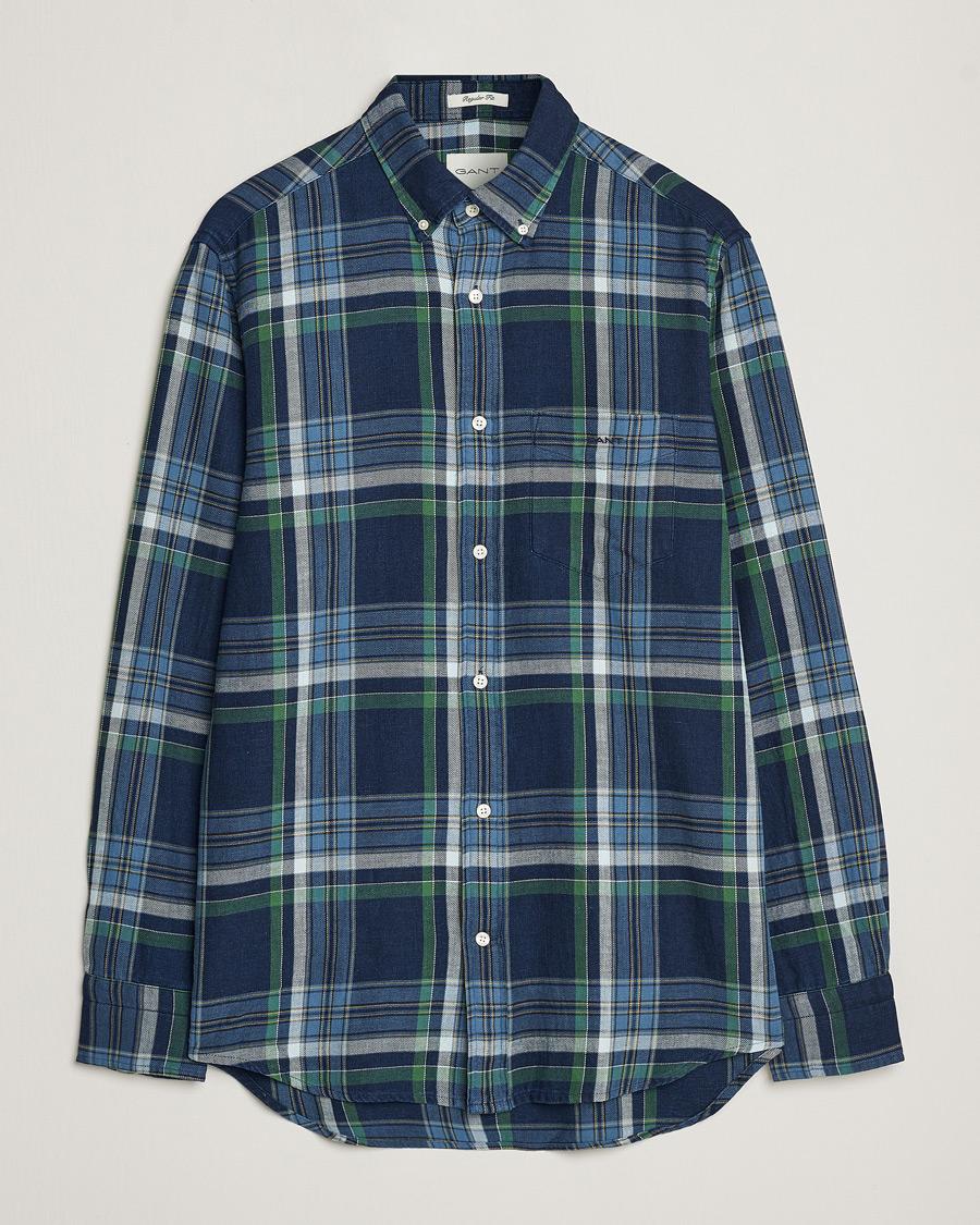 Herre | Skjorter | GANT | Regular Fit Twill Checked Shirt Dark Indigo