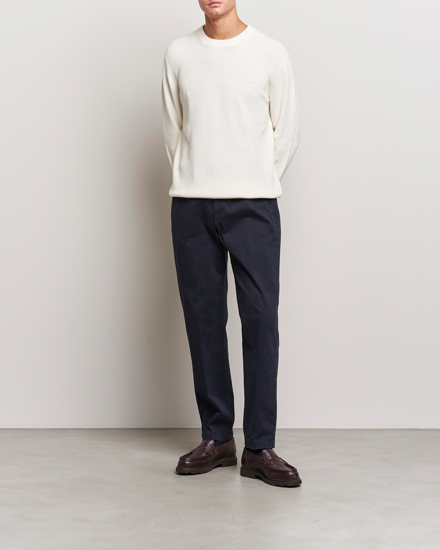 Herre | Trøjer | GANT | Cotton/Wool Rib Knitted Crew Neck Cream