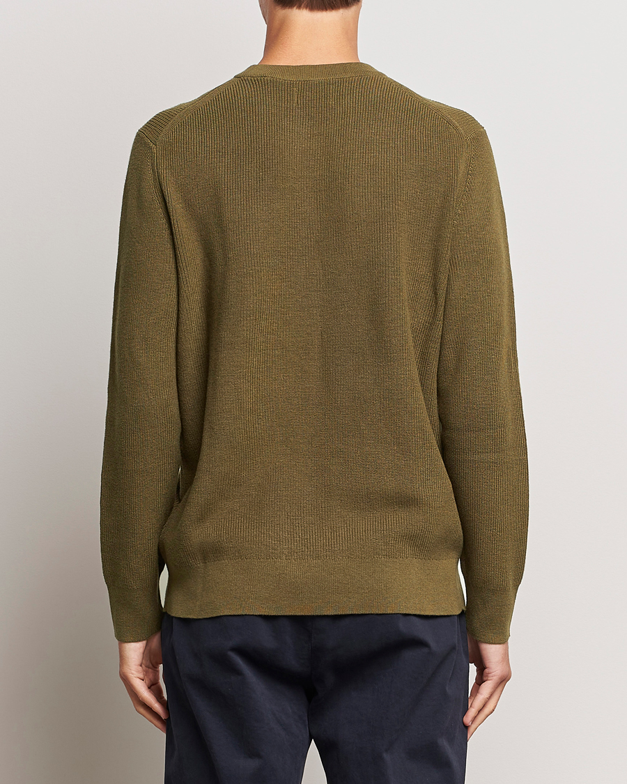 Herre | Trøjer | GANT | Cotton/Wool Rib Knitted Crew Neck Dark Cactus