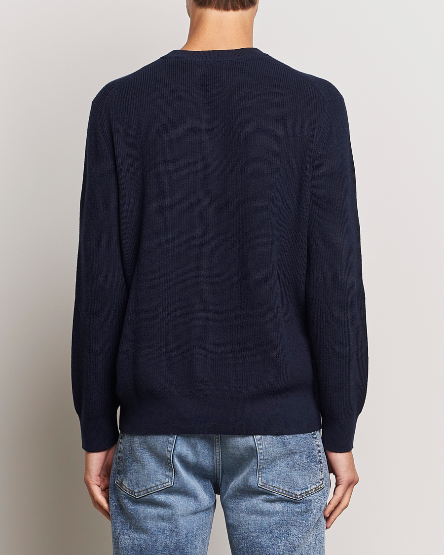 Herre | Trøjer | GANT | Cotton/Wool Rib Knitted Crew Neck Evening Blue