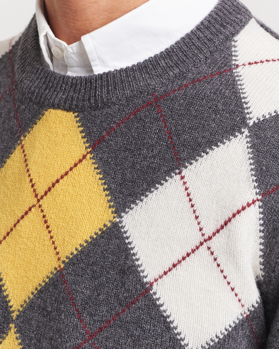 Herre | Trøjer | GANT | Lambswool Argyle Crew Neck Sweater Charcoal Melange