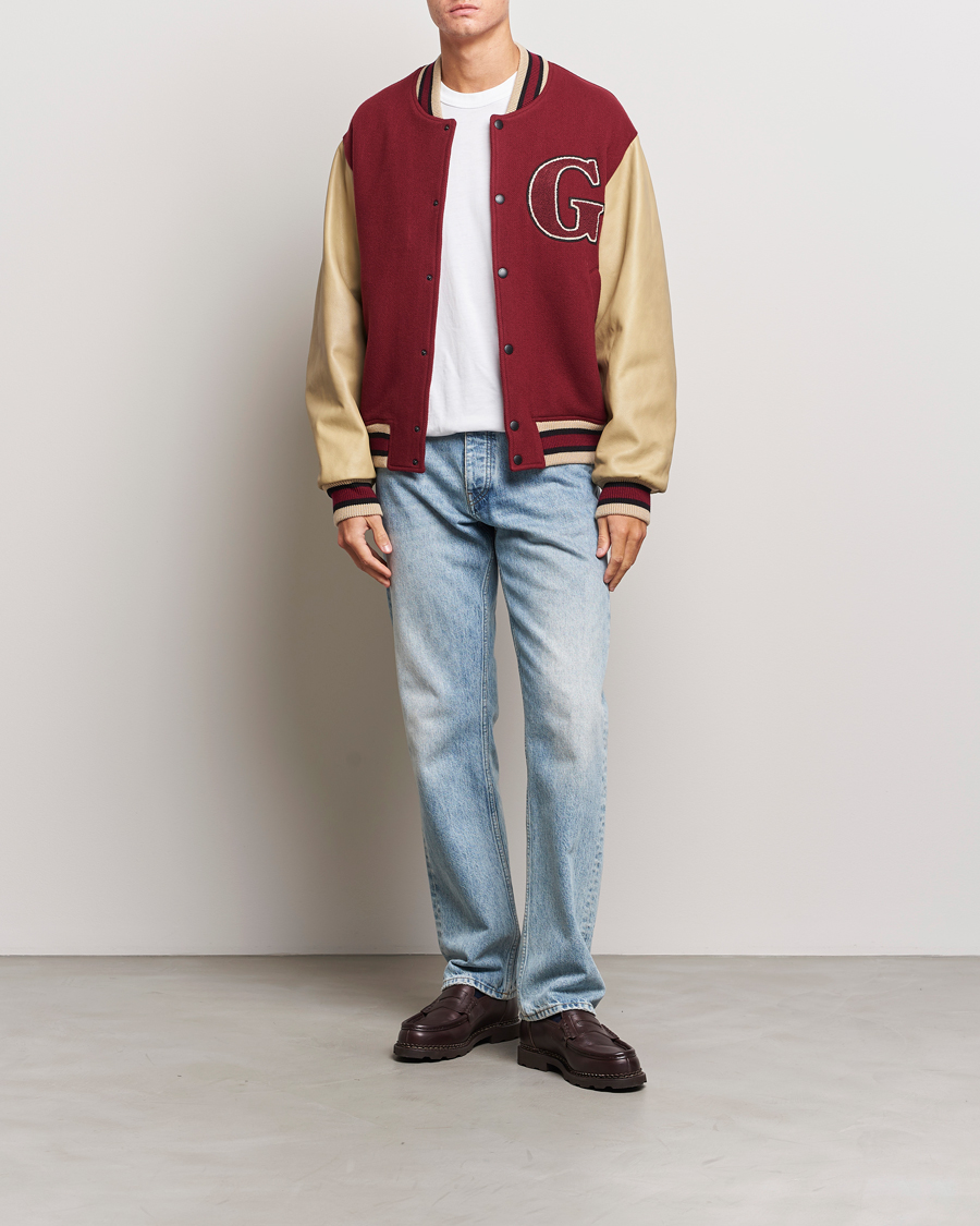 Herre | Jakker | GANT | Padded Varsity Jacket Red/Beige