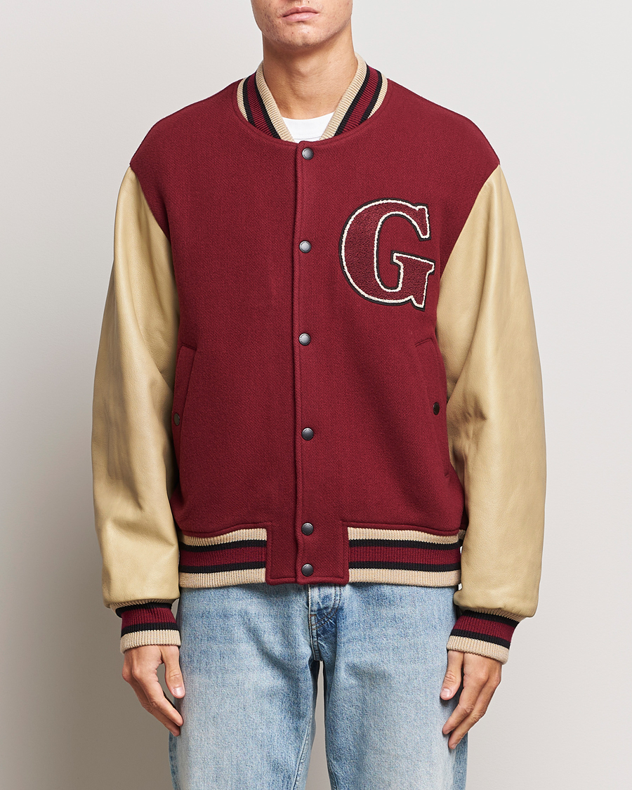 Herre | Bomberjakker | GANT | Padded Varsity Jacket Red/Beige