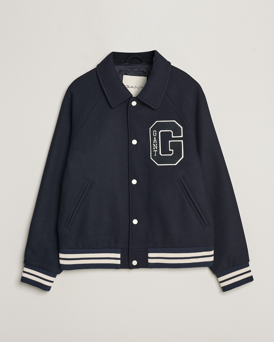 Herre | Jakker | GANT | Wool Varsity Jacket Evening Blue