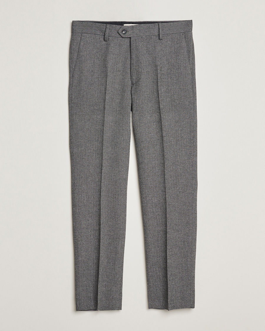 Herre | Bukser | Gant | Tapered Herringbone Wool Pants Black