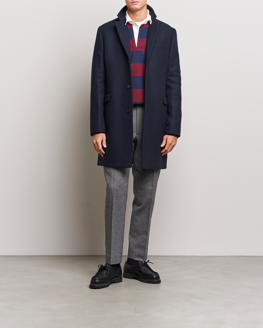 Herre | Bukser | Gant | Tapered Herringbone Wool Pants Black