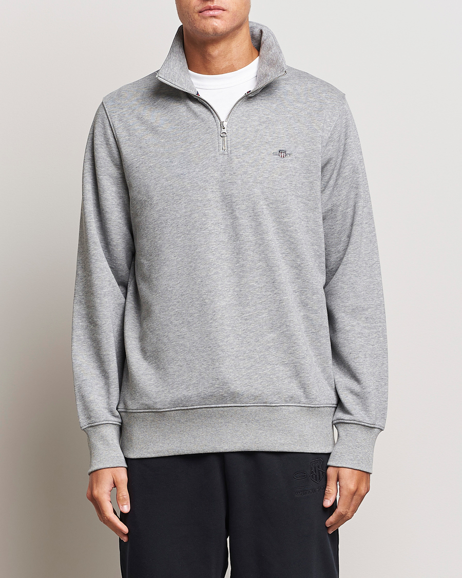 Herre | Half-zip | GANT | Original Shield Half Zip Sweater Grey Melange