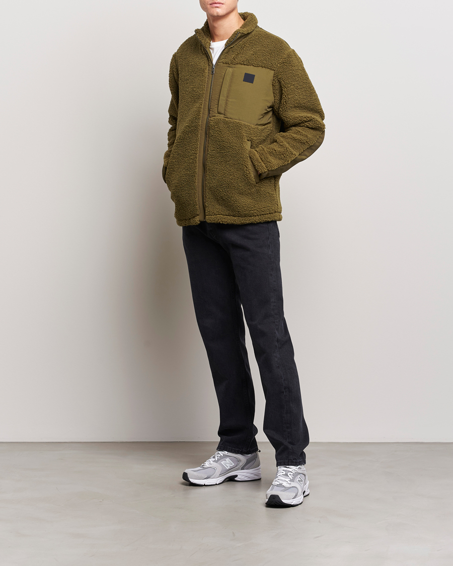 Herre | Trøjer | GANT | Sherpa Fleece Full Zip Dark Cactus
