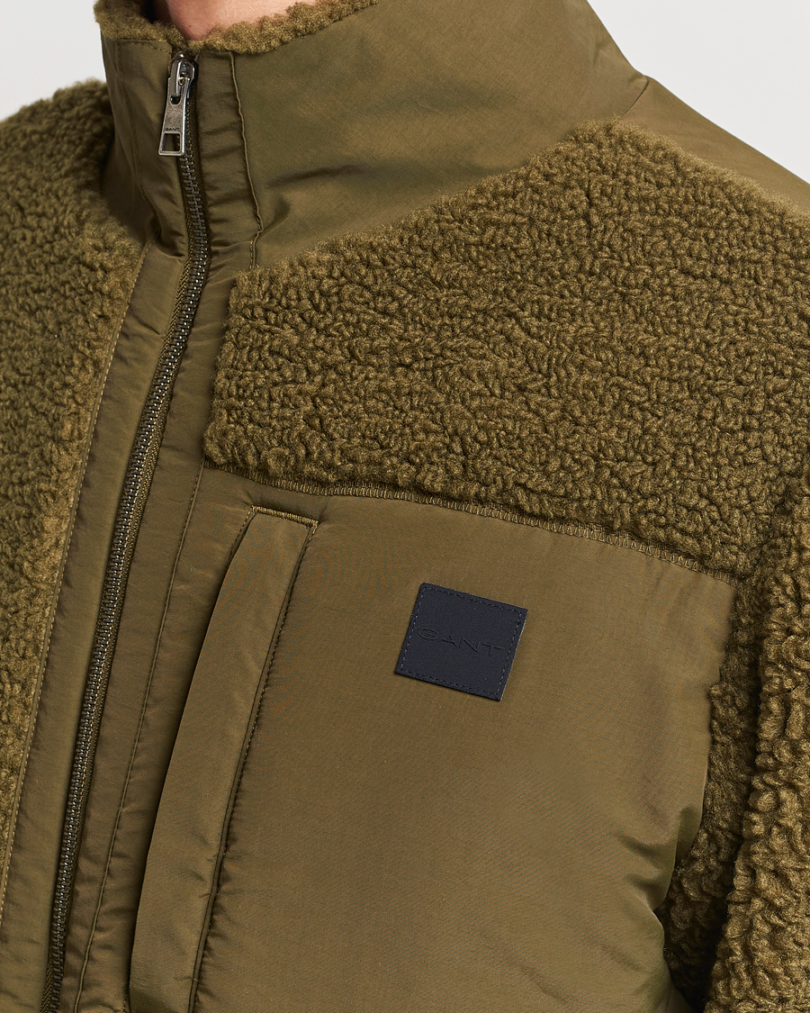 Herre | Trøjer | GANT | Sherpa Fleece Full Zip Dark Cactus