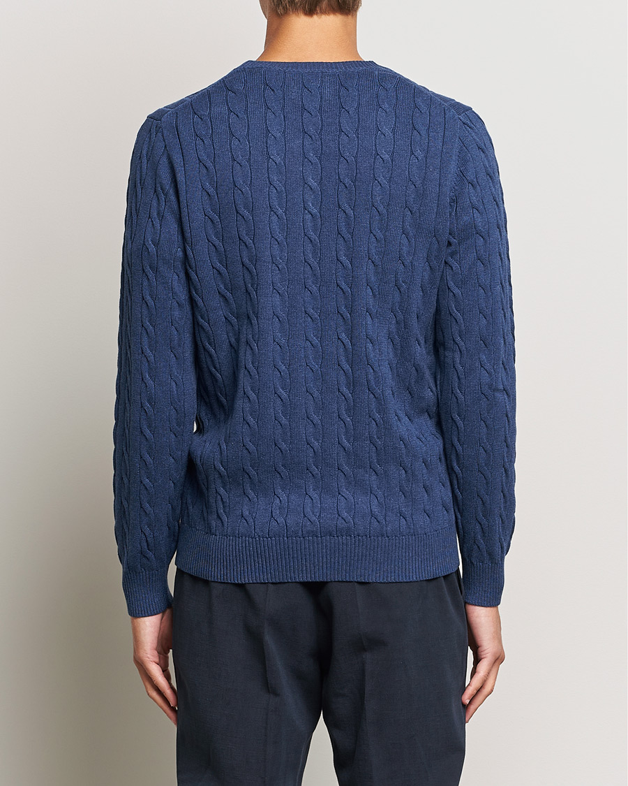 Herre | Trøjer | GANT | Cotton Cable Crew Neck Pullover Marine Melange