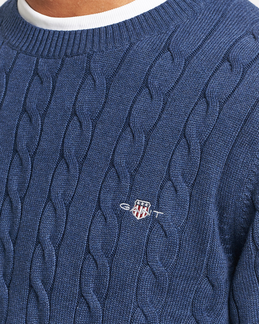 Herre | Trøjer | GANT | Cotton Cable Crew Neck Pullover Marine Melange