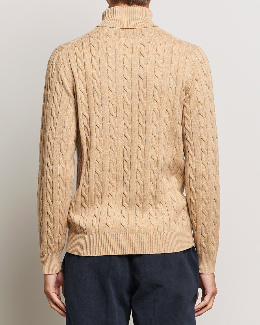 Herre | Trøjer | GANT | Cotton Cable Turtleneck Khaki Melange