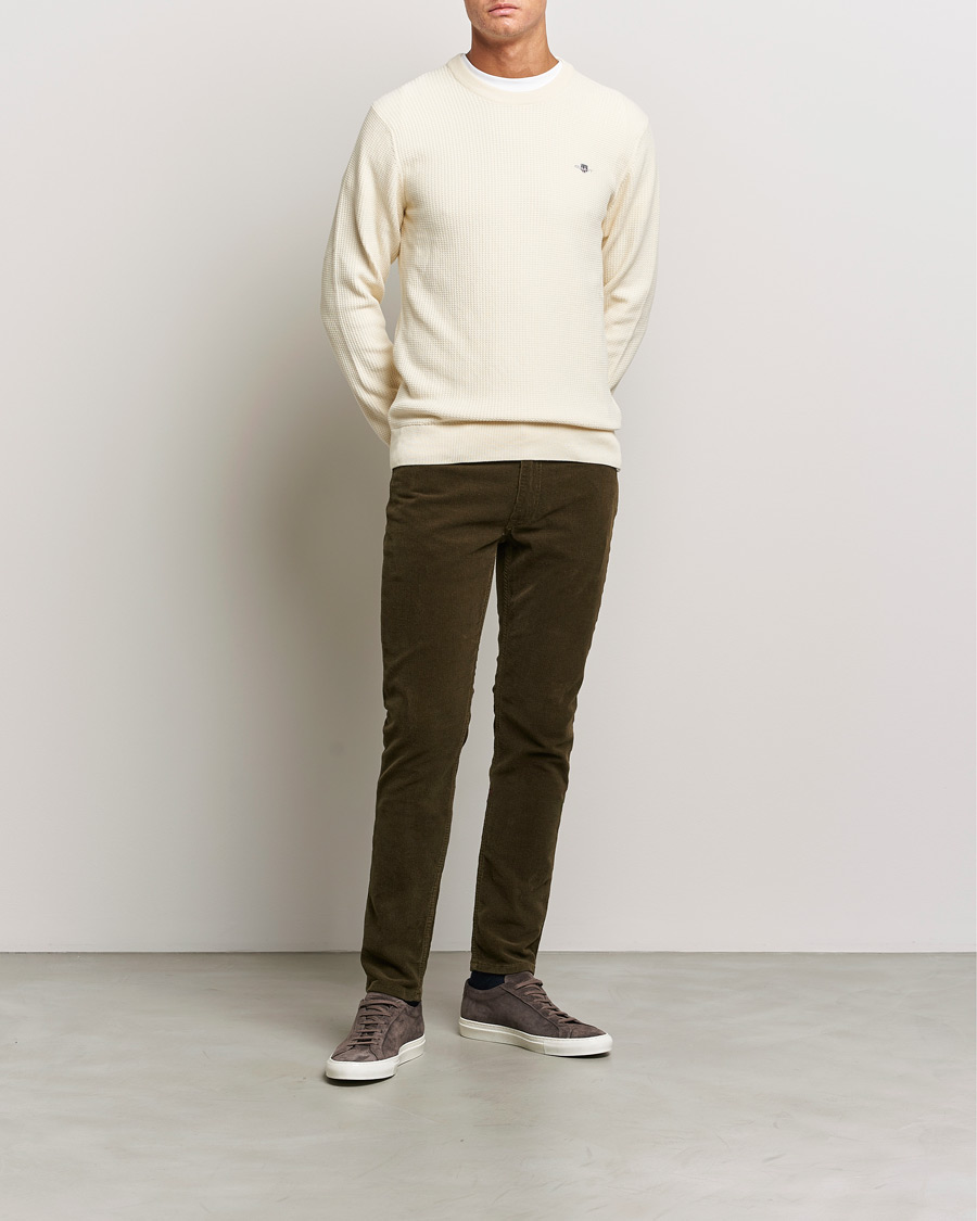 Herre | Trøjer | GANT | Cotton Micro Textured Crew Neck Cream