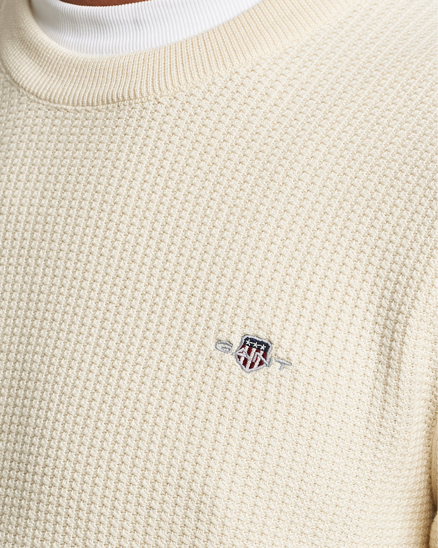 Herre | Trøjer | GANT | Cotton Micro Textured Crew Neck Cream