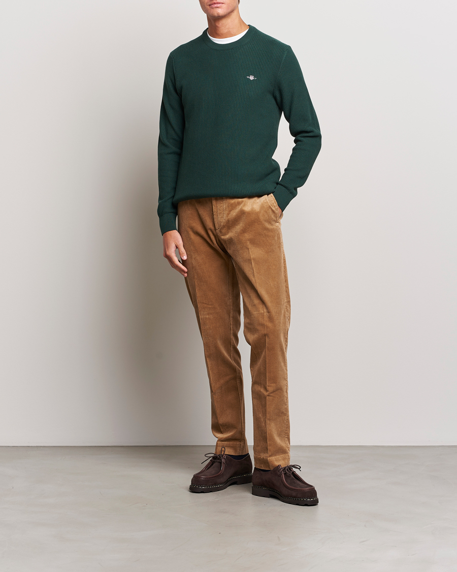 Herre | Trøjer | GANT | Cotton Micro Textured Crew Neck Tartan Green