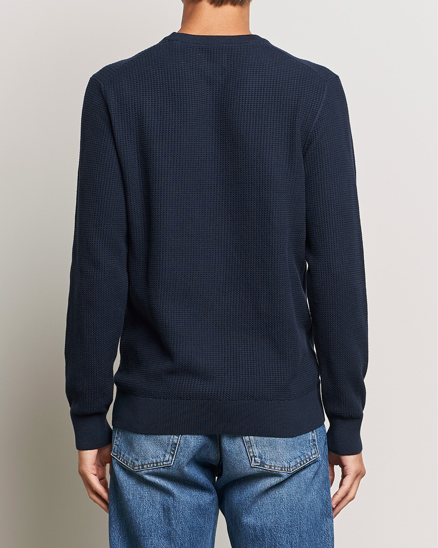 Herre | Trøjer | GANT | Cotton Micro Textured Crew Neck Evening Blue