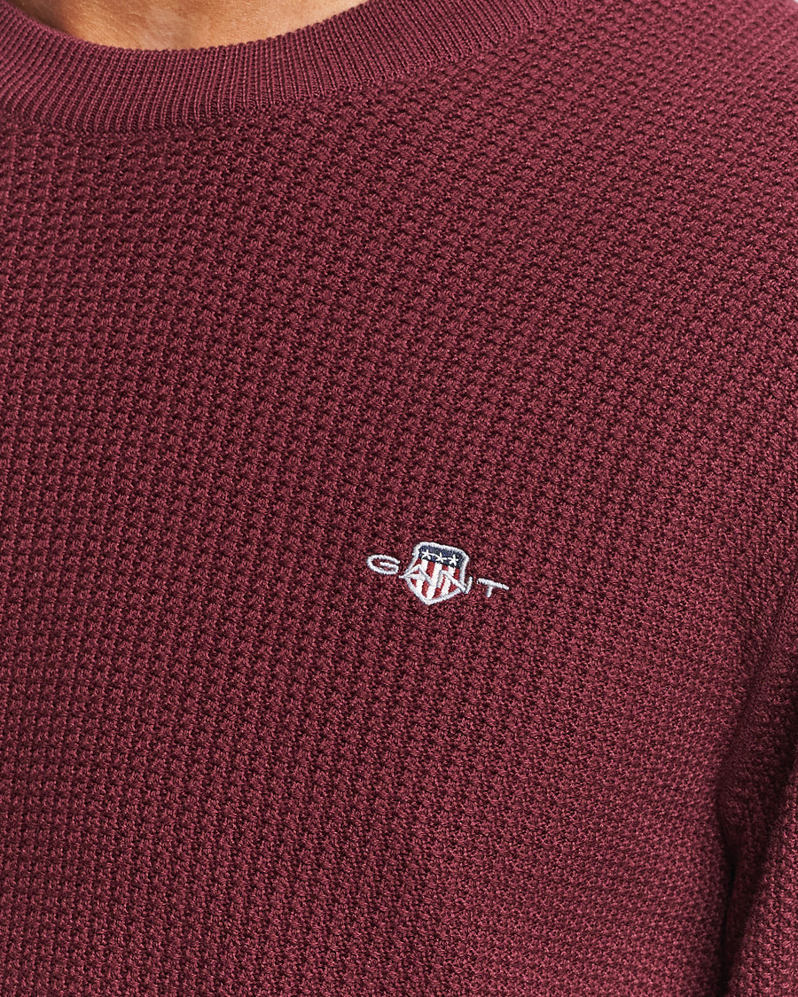 Herre | Trøjer | GANT | Cotton Micro Textured Crew Neck Red Shadow