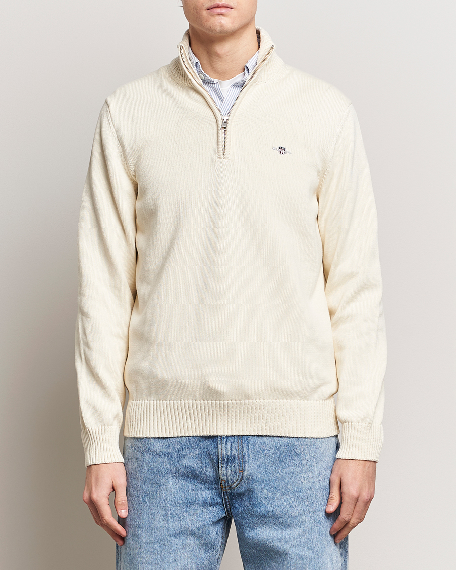 Herre | Trøjer | GANT | Cotton Half Zip Cream