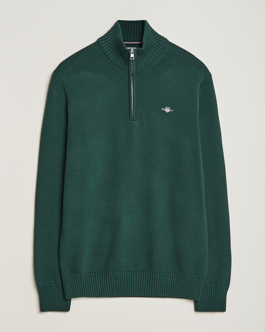 Herre | Trøjer | GANT | Cotton Half Zip Tartan Green