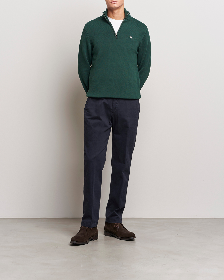 Herre | Trøjer | GANT | Cotton Half Zip Tartan Green