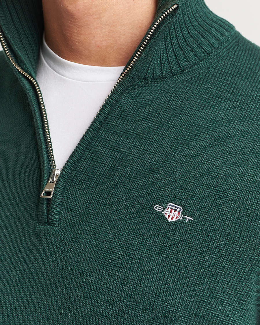 Herre | Trøjer | GANT | Cotton Half Zip Tartan Green