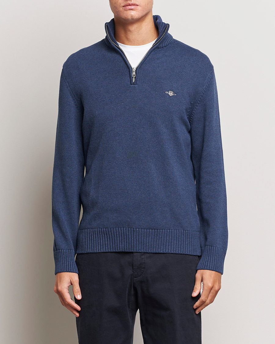 Herre | Half-zip | GANT | Cotton Half Zip Marine Melange