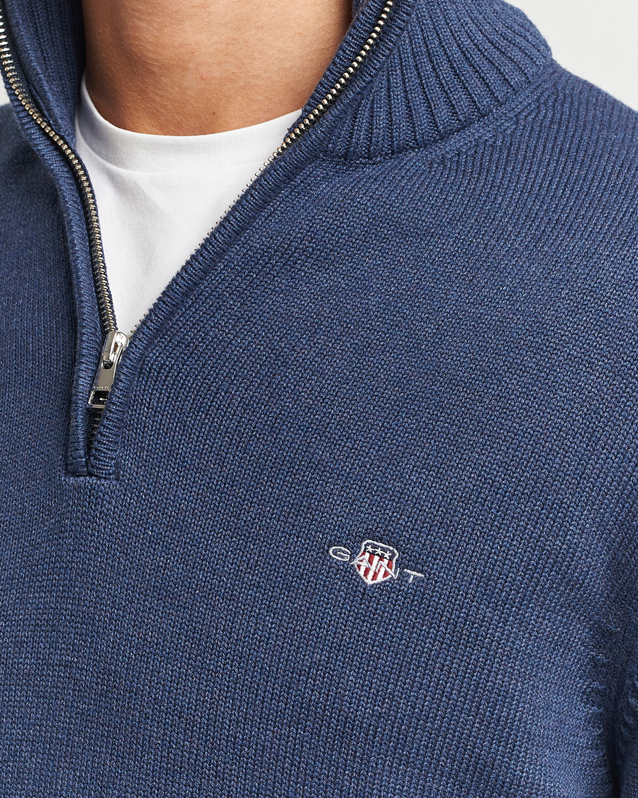 Herre | Trøjer | GANT | Cotton Half Zip Marine Melange