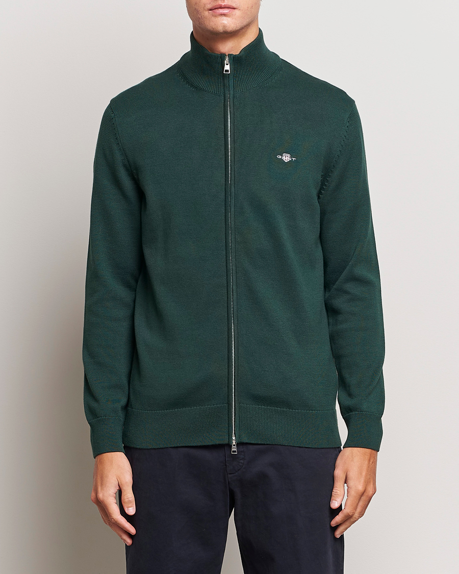 Herre | Full-zip | GANT | Cotton Full Zip Tartan Green