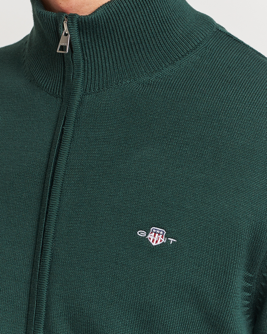 Herre | Trøjer | GANT | Cotton Full Zip Tartan Green