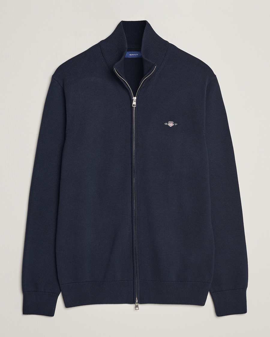 Herre | Trøjer | GANT | Cotton Full Zip Cardigan Evening Blue
