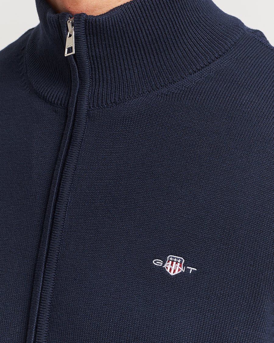 Herre | Trøjer | GANT | Cotton Full Zip Cardigan Evening Blue