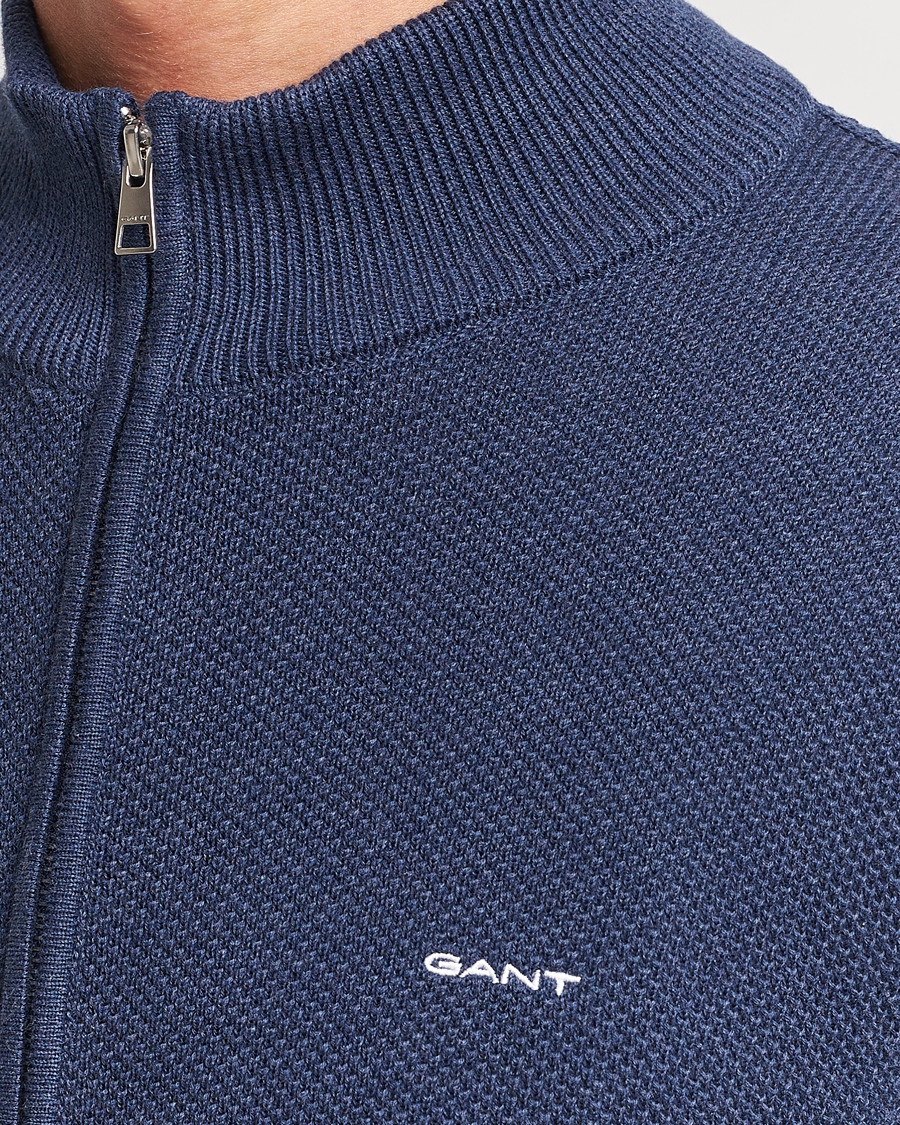 Herre | Trøjer | GANT | Cotton Pique Full Zip Marine Melange