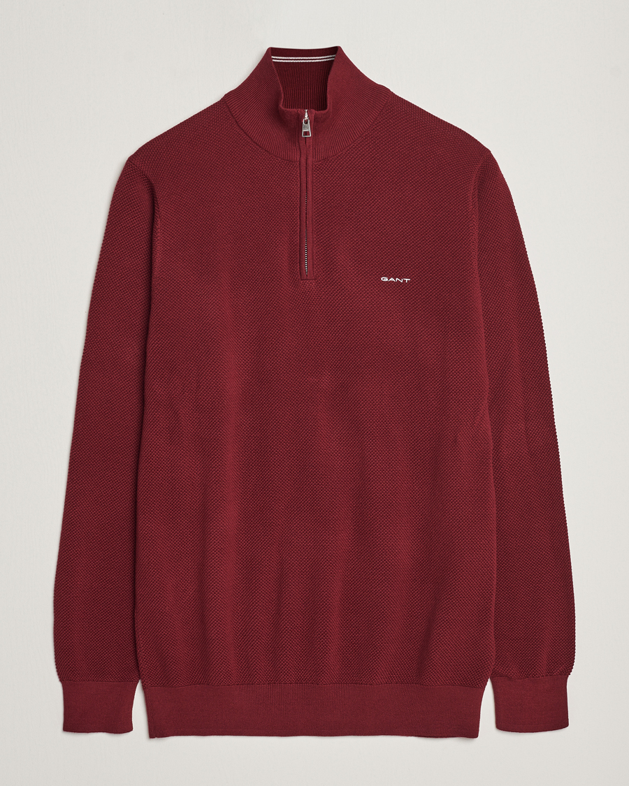 Herre | Trøjer | GANT | Cotton Pique Half Zip Plumped Red