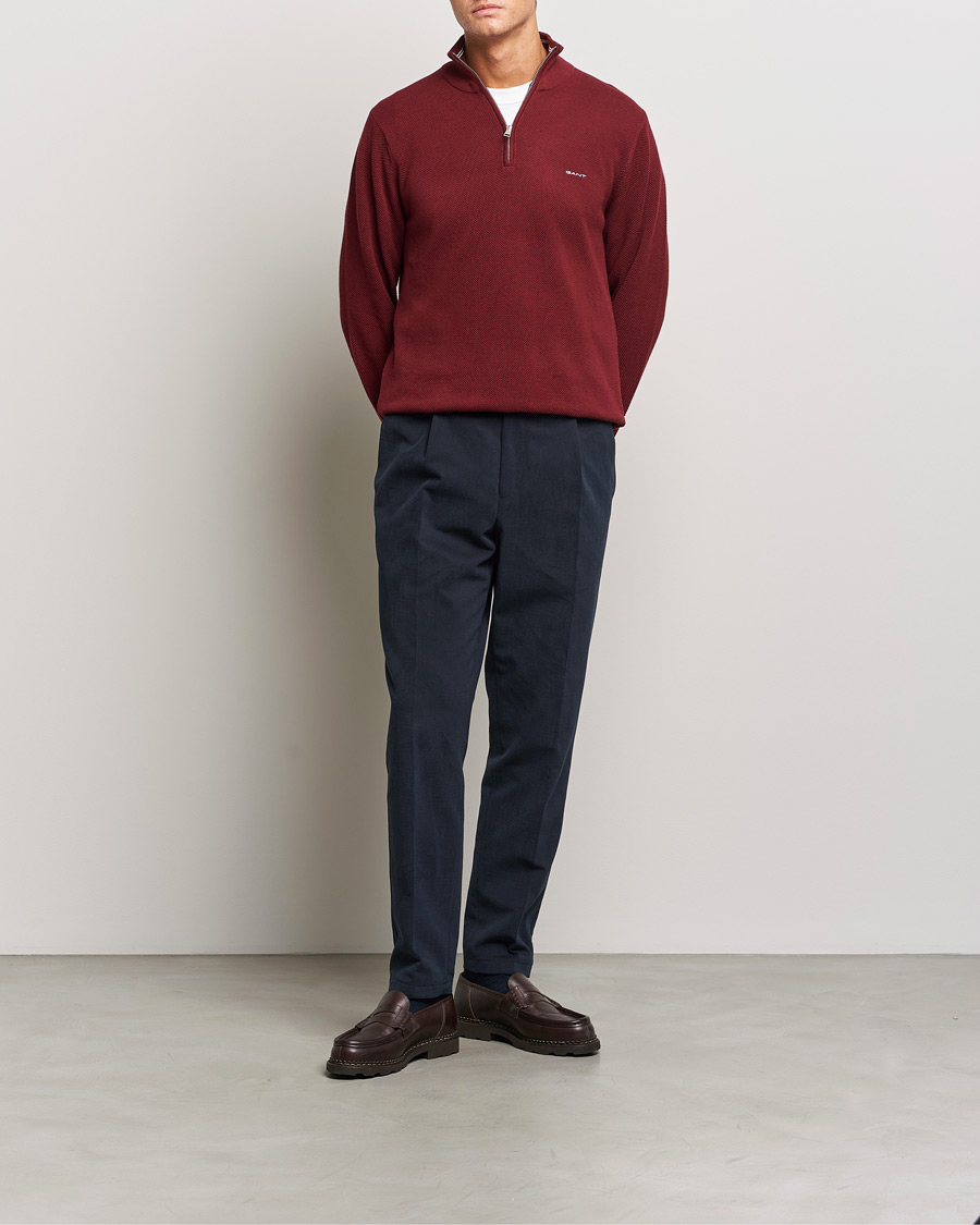 Herre | Trøjer | GANT | Cotton Pique Half Zip Plumped Red