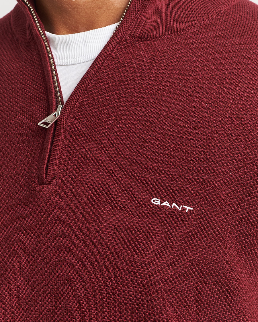 Herre | Trøjer | GANT | Cotton Pique Half Zip Plumped Red