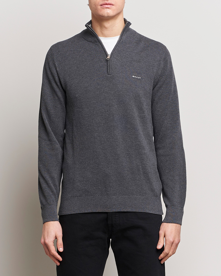 Herre |  | GANT | Cotton Pique Half Zip Antracite