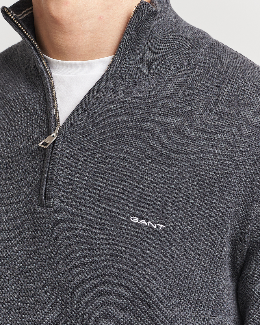 Herre | Trøjer | GANT | Cotton Pique Half Zip Antracite
