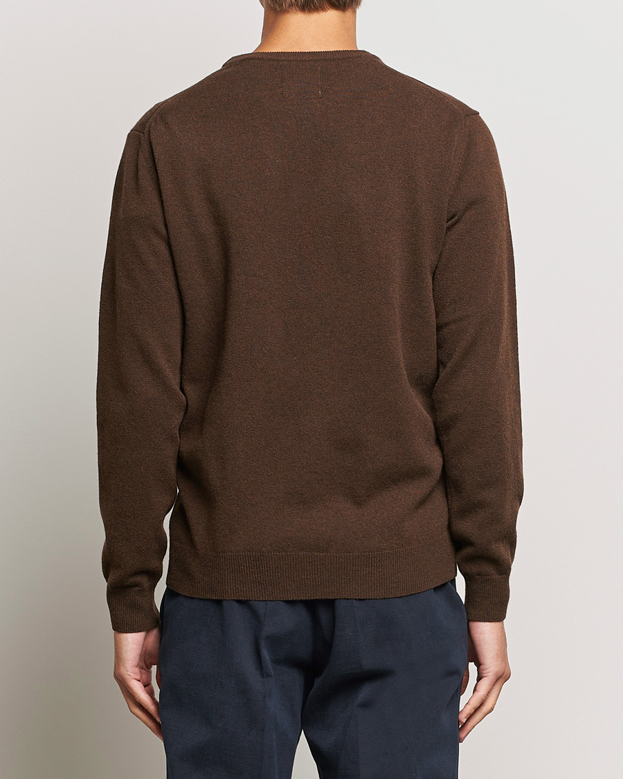 Herre | Trøjer | GANT | Lambswool Crew Neck Pullover Dark Brown Melange